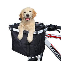 ANZOME Bike Basket, Folding Small Pet Cat Dog Carrier Front Removable Bicycle Handlebar Basket Quick Release Easy Install Detachable Cycling Bag Mountain Picnic Shopping