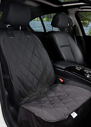 BarksBar Pet Front Seat Cover for Cars - Black, Waterproof & Nonslip Backing