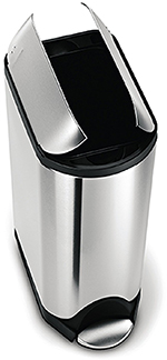 simplehuman 45 Liter / 11.9 Gallon Stainless Steel Butterfly Lid Kitchen Step Trash Can, Brushed Stainless Steel