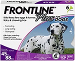 Frontline Plus for Dogs Large Dog (45 to 88 pounds) Flea and Tick Treatment, 6 Doses