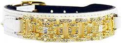 Hartman & Rose Haute Couture Dog Collar, 12 to 14-Inch, Deco White Patent