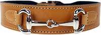 Hartman & Rose Leather Dog Collar with Nickel Plated Horse Bit Design - Belmont Collection Fancy Dog Collars