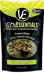 Roll over image to zoom in  video     Vital Essentials Beef Tripe Freeze-Dried Raw Dog Treats, 2.3-oz bag 