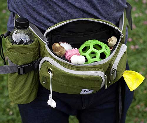 Dog Walk Waist Fanny Pack Treat Pouch with Collapsible Water Bowl and Water Bottle Holder - Small
