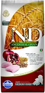 Farmina N&D Ancestral Grain Chicken & Pomegranate Medium & Maxi Puppy Dry Dog Food